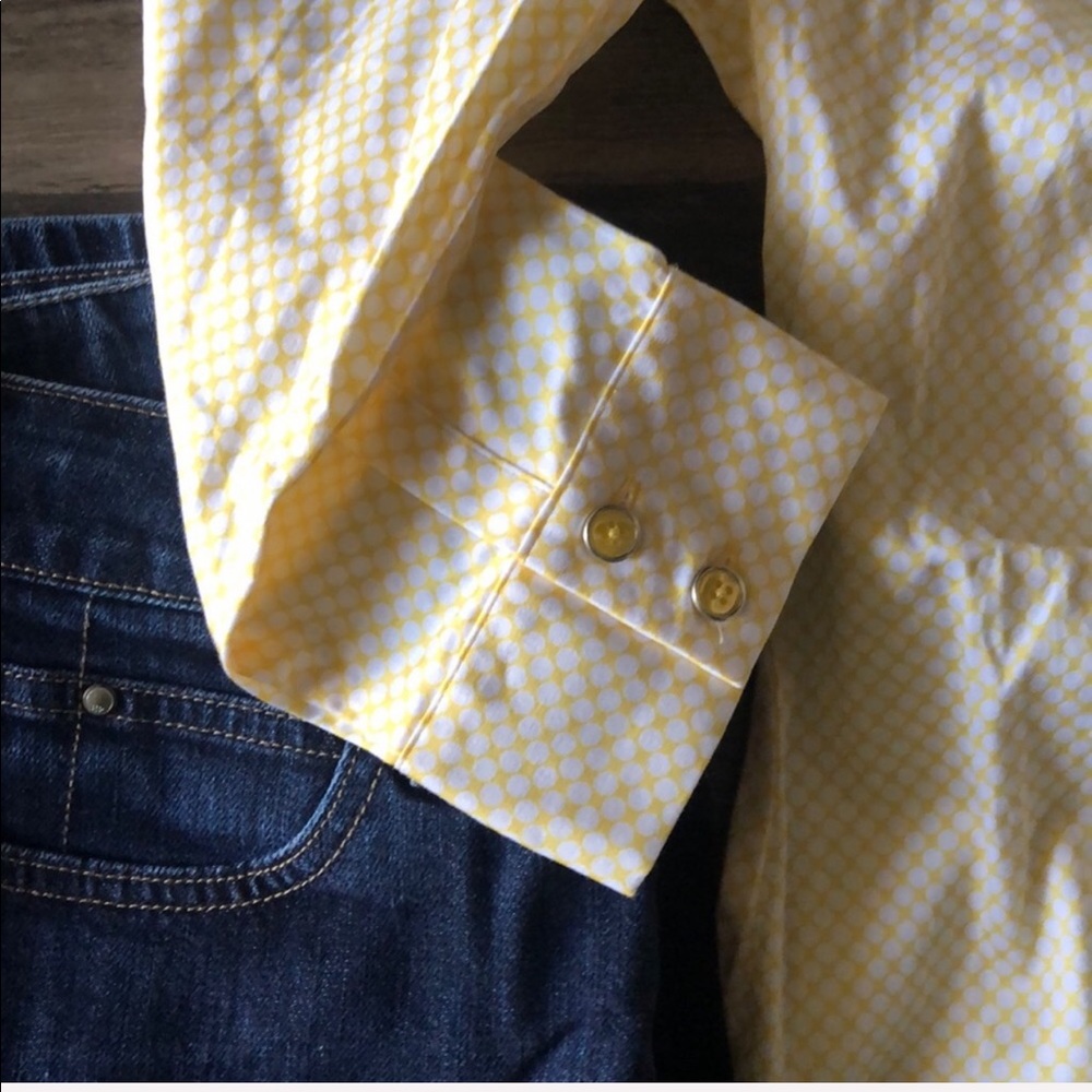 NY & Co Yellow White Career Top size XS - Picture 6 of 10